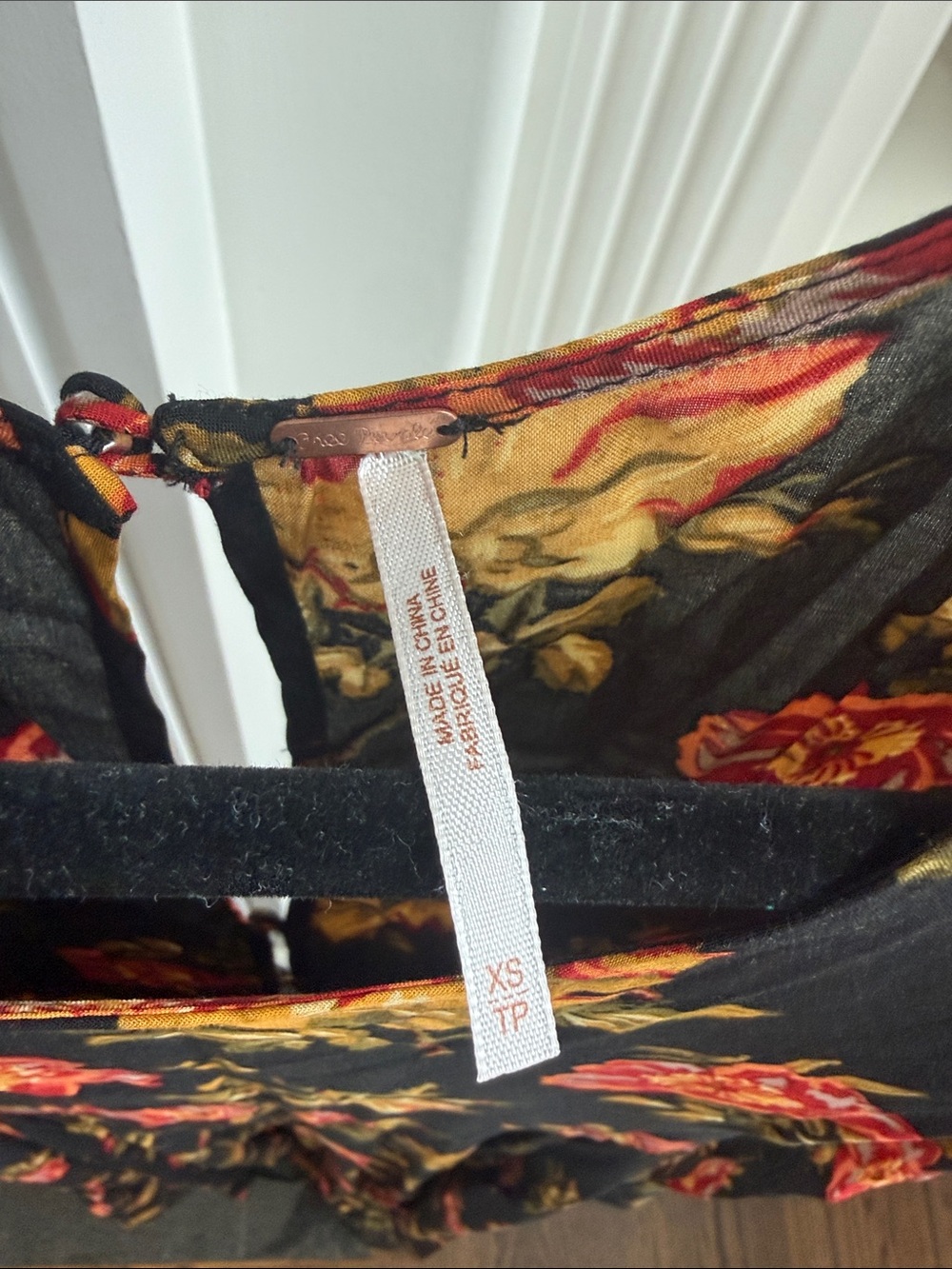 Free People Black Maxi Dress with Red and Yellow Floral Print - Picture 4 of 4